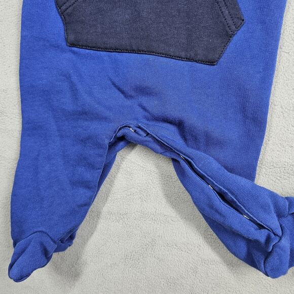 Ralph Lauren Boys 3 Months Blue Football Bear Rugby Polo One Piece Romper Snaps - Picture 4 of 10